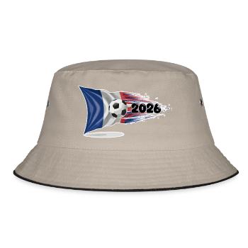 Frankreich 2026 Fußballflaggenexplosion - Bucket Hat - Khaki/Schwarz - Vorne