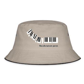 Wenn alles laut wird, spiel ich. - Bucket Hat - Khaki/Schwarz - Vorne