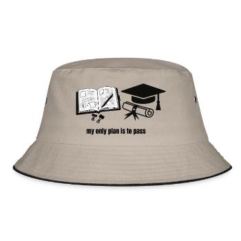 Mein einziger Plan ist zu bestehen – Motivational Student Gra - Bucket Hat - Khaki/Schwarz - Vorne