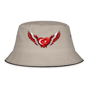 Türkisches Flügelherz - Bucket Hat - Khaki/Schwarz - Vorne