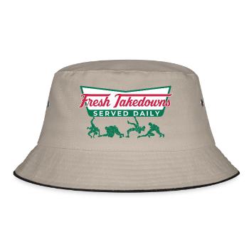 Täglich Fresh Takedowns – Wrestler-Geschenk - Bucket Hat - Khaki/Schwarz - Vorne