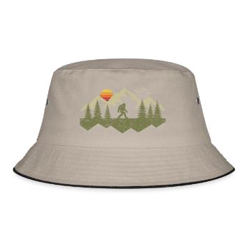 Wald Bigfoot Berge Natur Wandern Outdoor Sasquatch - Bucket Hat - Khaki/Schwarz - Vorne