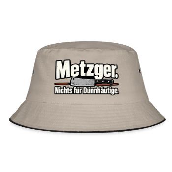 Metzger. Nichts für Dünnhäutige. – Lustiger Metzge - Bucket Hat - Khaki/Schwarz - Vorne