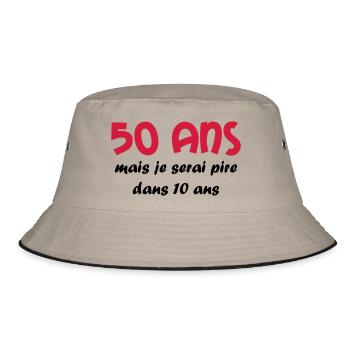 50 ans - Bucket Hat - khaki/black - Front