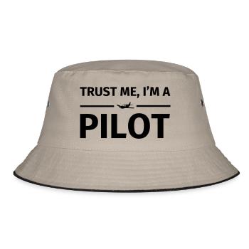 Trust Me I'm a Pilot - Bucket Hat - Khaki/Schwarz - Vorne