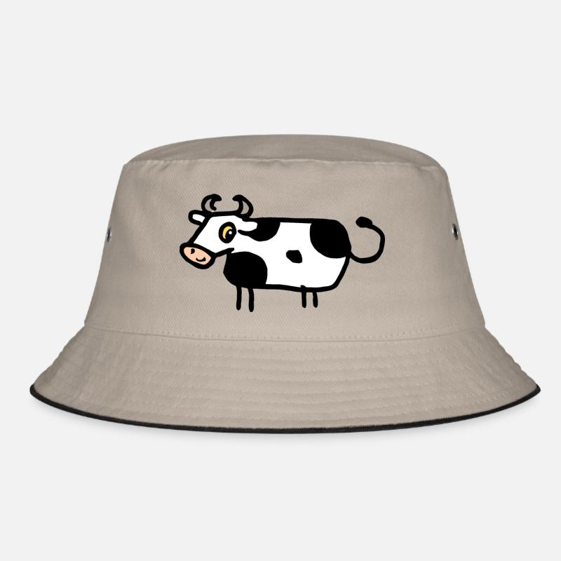 Lustige Comic Kuh witziges Bauernhoftier Geschenk - Bucket Hat - Khaki/Schwarz