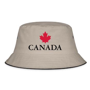 Canada Ottawa Ahornblatt Maple Leaf Kanada Amerika - Bucket Hat - Khaki/Schwarz - Vorne
