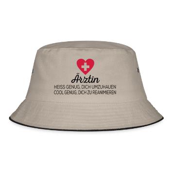 Ärztin - Bucket Hat - Khaki/Schwarz - Vorne