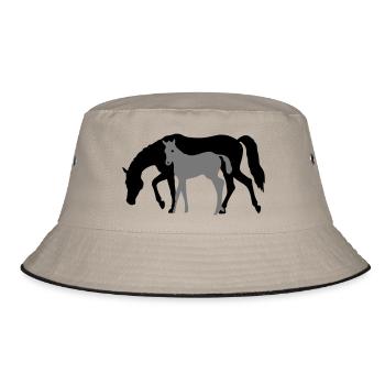 Mare and Foal Horse Design - Bucket Hat - khaki/black - Front