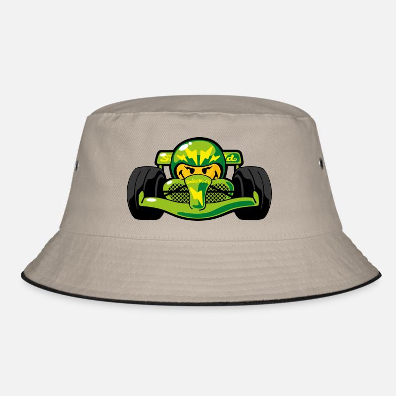Smiley Car - Bucket Hat - Khaki/Schwarz