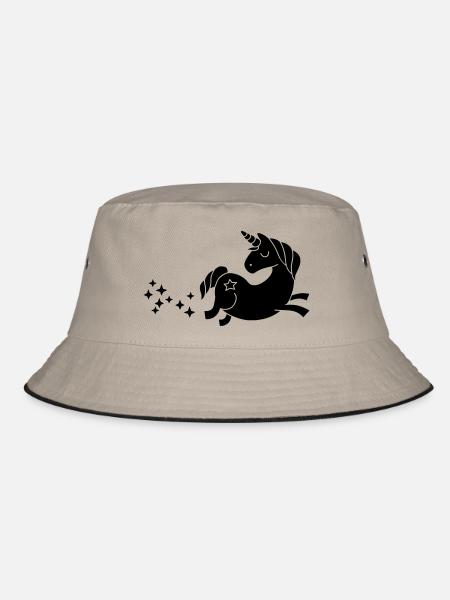 unicorn - Einhorn Sternenstaub - Bucket Hat - Khaki/Schwarz - Vorne