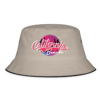 California Beach Sunset Skript - Bucket Hat - Khaki/Schwarz - Vorne