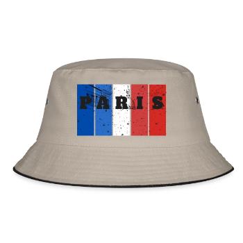 Paris Stripes Splash - Bucket Hat - Khaki/Schwarz - Vorne