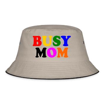 Busy mom - Bucket Hat - Khaki/Schwarz - Vorne