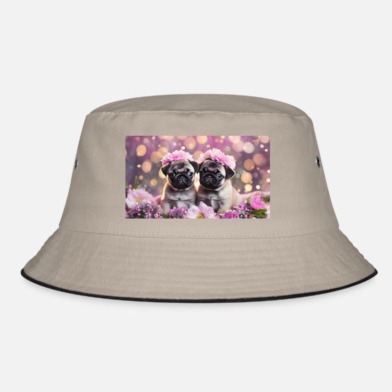 Mignons bébés chiens avec des couronnes de fleurs Bob