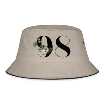 Nummer 98 Grüne Blumen - 98. Blumengeburtstag - Bucket Hat - Khaki/Schwarz - Vorne