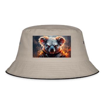 Cute grumpy grouchy animals - Koala - Bucket Hat - khaki/black - Front