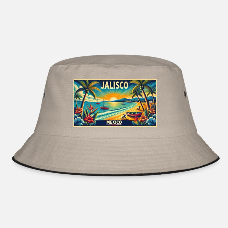 Jalisco Mexico beach palm design Bucket Hat