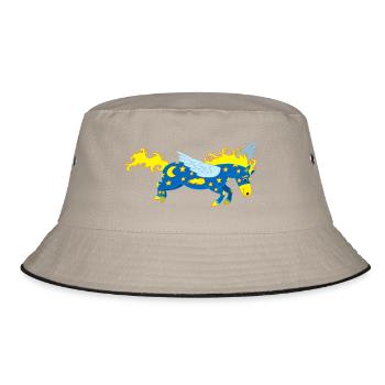 Pegasus-Pferd - Bucket Hat - Khaki/Schwarz - Vorne