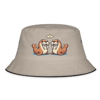 seehund love - Bucket Hat - Khaki/Schwarz - Vorne