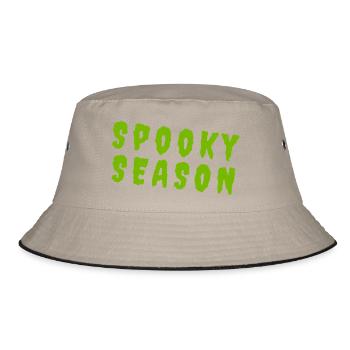 Spooky Season – Toxic Green Typography - Bucket Hat - Khaki/Schwarz - Vorne