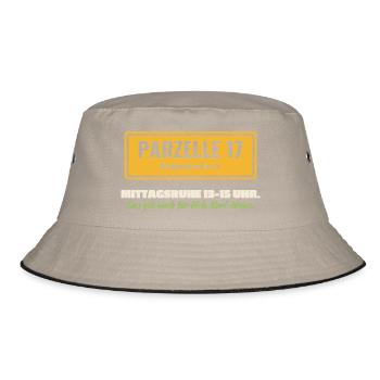 Kleingarten Parzelle Mittagsruhe Schrebergarten  - Bucket Hat - Khaki/Schwarz - Vorne