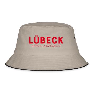 Lübeck T-Shirt – Perfekt für Fans - Bucket Hat - Khaki/Schwarz - Vorne
