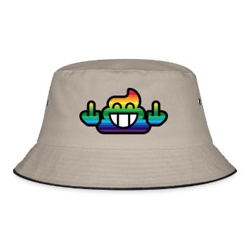 Smile Rainbow Poop with Stinkfingers - Bucket Hat - Khaki/Schwarz - Vorne