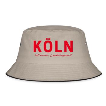Köln T-Shirt – Domstadt Liebe - Bucket Hat - Khaki/Schwarz - Vorne
