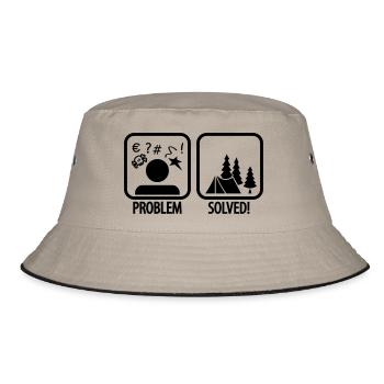 problem solved - camping - Bucket Hat - Khaki/Schwarz - Vorne