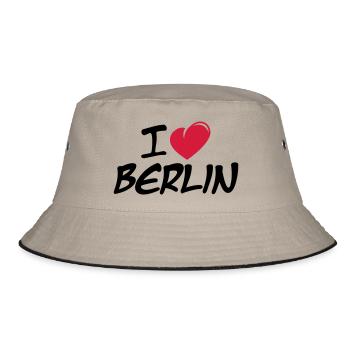 I love Berlin / Ich liebe Berlin - Bucket Hat - Khaki/Schwarz - Vorne