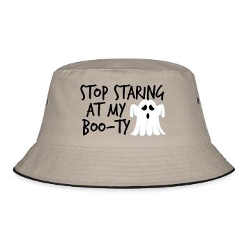 Halloween: Stop Staring At My Boo-Ty - Bucket Hat - Khaki/Schwarz - Vorne