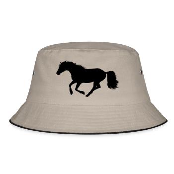 Horse rider love illustration silhouette - Bucket Hat - khaki/black - Front