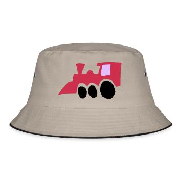 eisenbahn zug tram train railroad railway locomoti - Bucket Hat - Khaki/Schwarz - Vorne