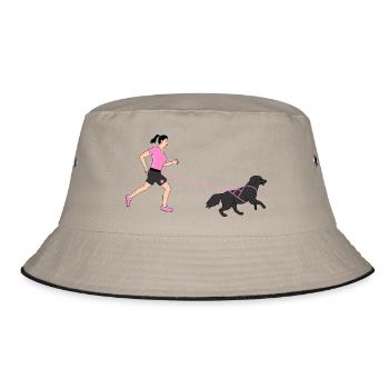 Cross-country running - runner with dog - Canicross - pink - Bucket Hat - khaki/black - Front
