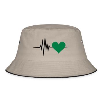 Pulse, frequency, heartbeat, vegan heart rate - Bucket Hat - khaki/black - Front