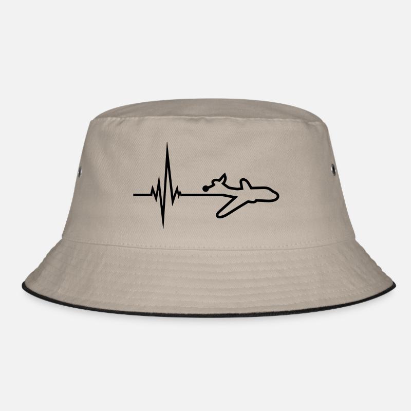 point logo pulse frequency heartbeat line airplane Bucket Hat