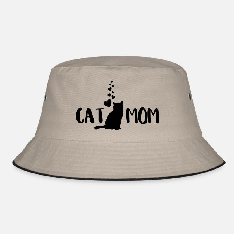 cat mom hearts - Bucket Hat - Khaki/Schwarz