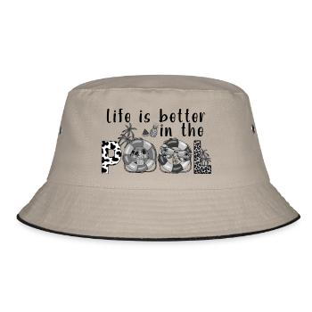sommer see natur flora kunst pool meer strand liebe - Bucket Hat - Khaki/Schwarz - Vorne