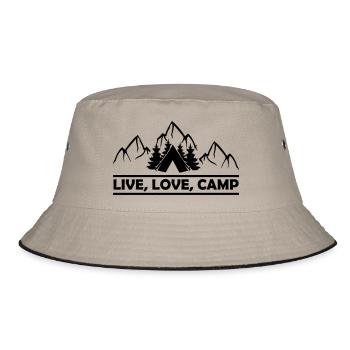 Live Love Camp - Bucket Hat - Khaki/Schwarz - Vorne