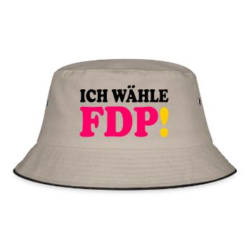 Ich wähle fdp - Bucket Hat - Khaki/Schwarz - Vorne