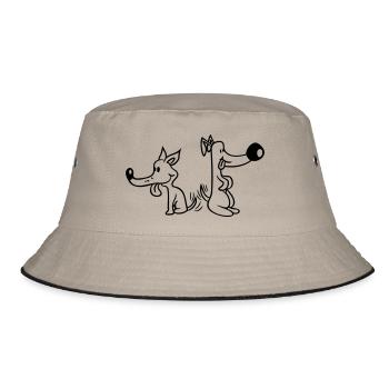 2 Dogs Big Noses Excited Wiggle - Bucket Hat - khaki/black - Front
