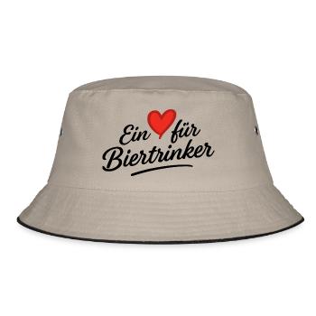 Ein Herz für Biertrinker - Bucket Hat - Khaki/Schwarz - Vorne