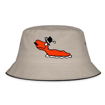 Mr Schnecke Sir Zylinder Monokel reich wohlhabend - Bucket Hat - Khaki/Schwarz - Vorne