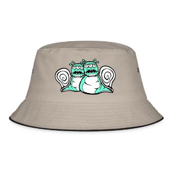 2 Schnecken Alien Monster Halloween Außerirdische - Bucket Hat - Khaki/Schwarz - Vorne