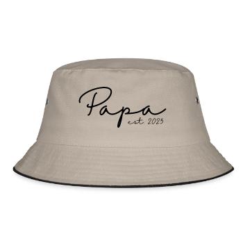 Papa est. 2025 / Frischgebackener Papa / Schwanger - Bucket Hat - Khaki/Schwarz - Vorne
