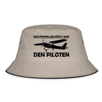 Cessna Motorflugzeug Geschenk - Bucket Hat - Khaki/Schwarz - Vorne