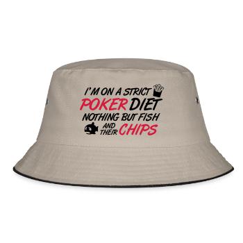Poker diet: Fish and their chips - Bucket Hat - Khaki/Schwarz - Vorne