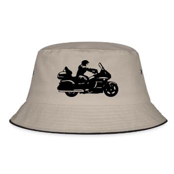 goldwing gt motorrad zeichnung - Bucket Hat - Khaki/Schwarz - Vorne