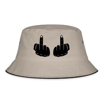 fuck_2 - Bucket Hat - Khaki/Schwarz - Vorne